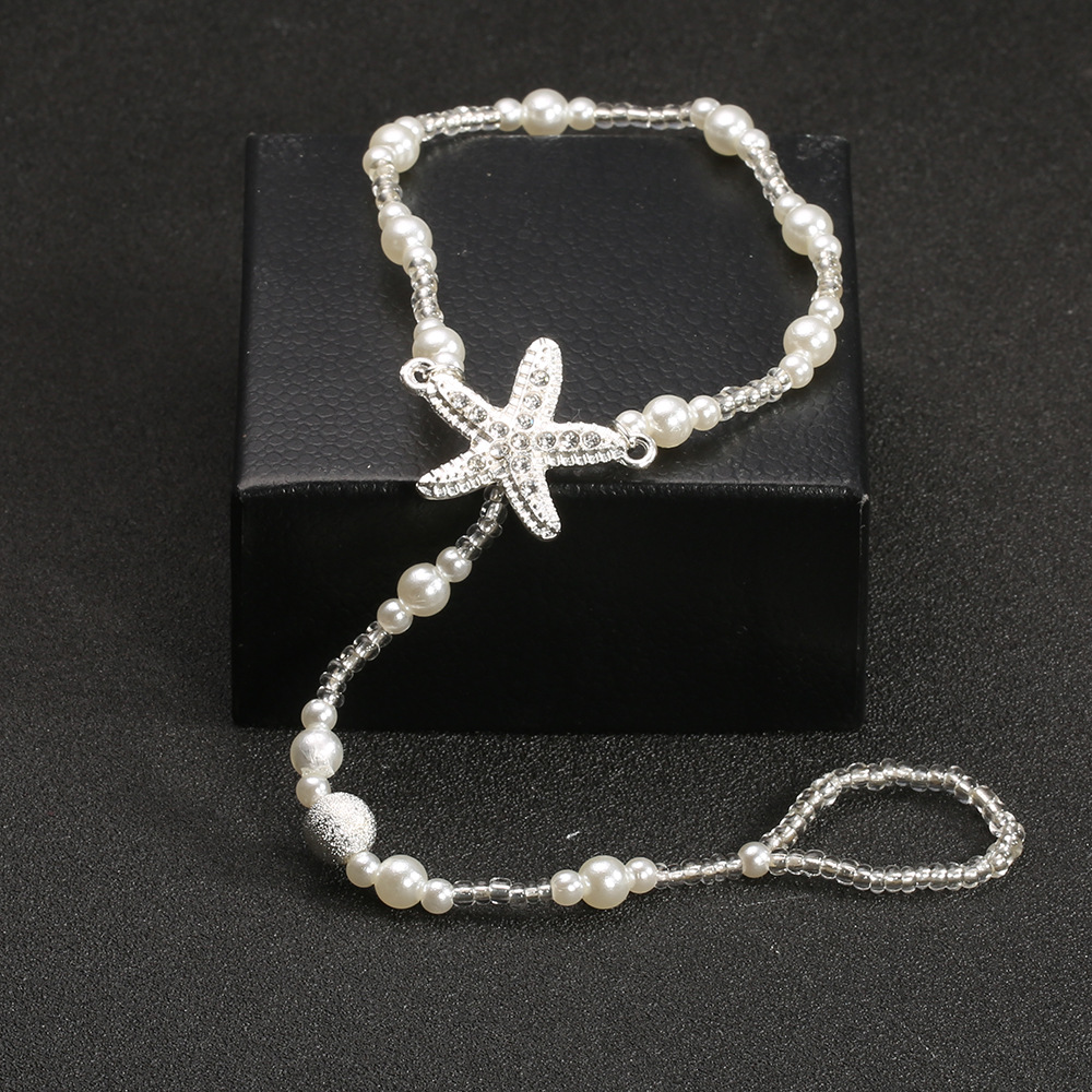 Title 4, Rhinestone Starfish Pearl Finger Elastični anklet