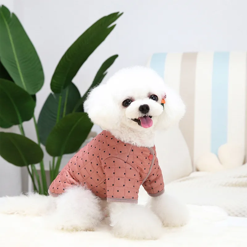 Pet Matcha Two-leg Cotton Clothing - Wine Red