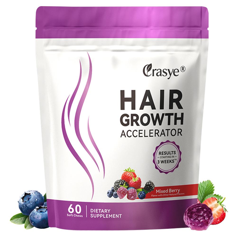 Hair Growth Accelerator Gummies  Clinically Proven Formula With Biotin And Vitamins E & C. Promotes Thick, Strong, And Healthy Hair Supports Shine, Sc