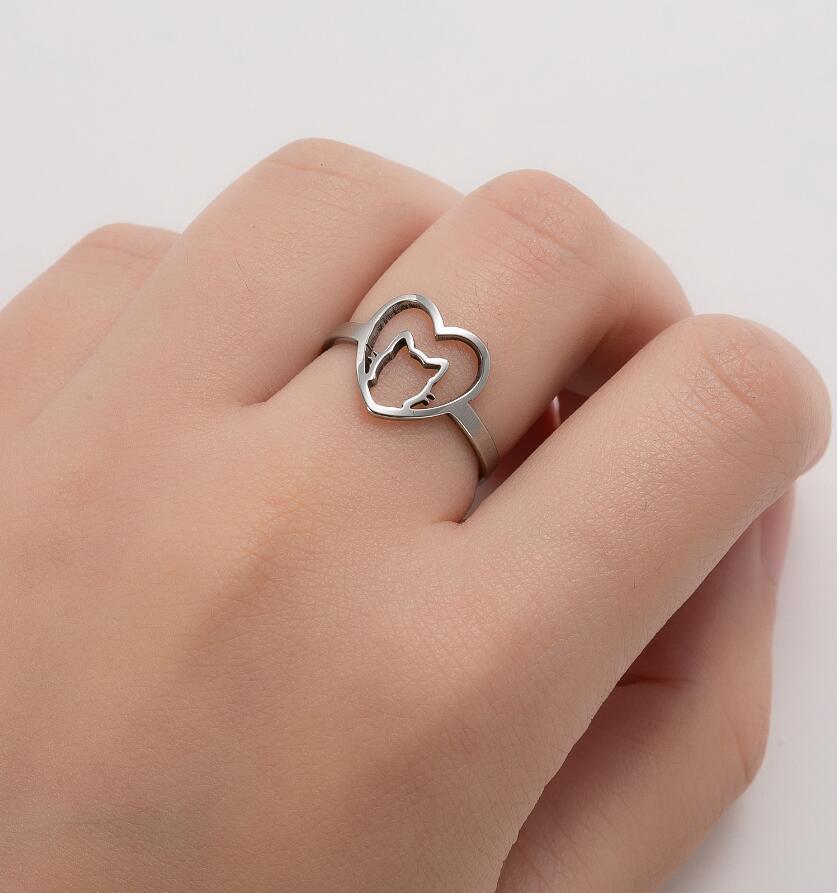 Stainless Steel Hollow Peach Heart Ring