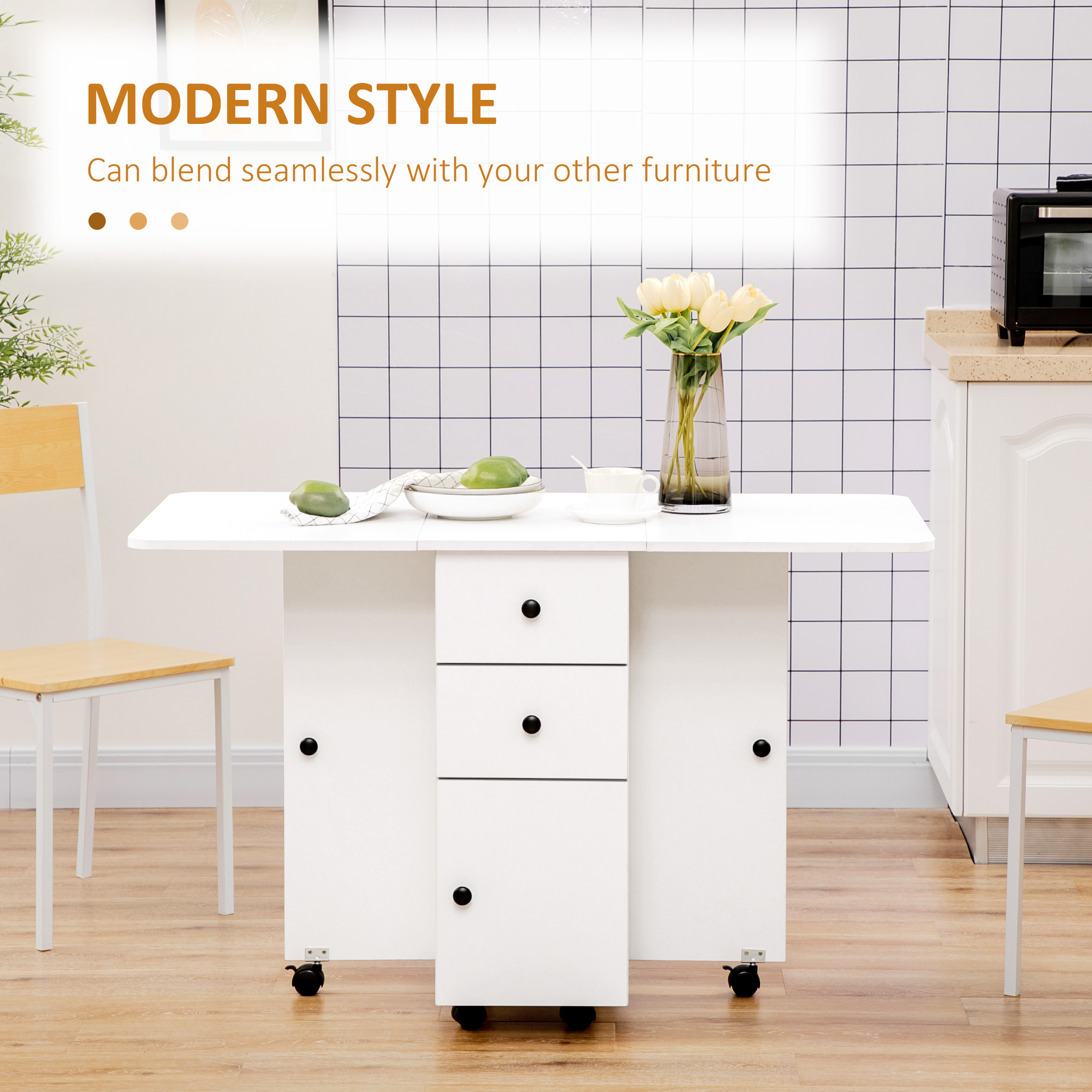 Storage Six Person Folding Dining Table - White — image 6