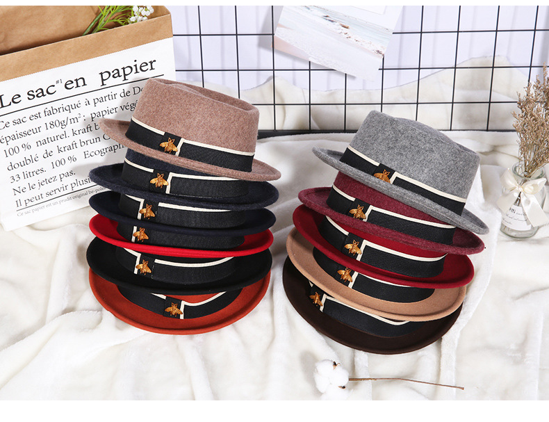 Ladies Pure Wool Ladies Fashion Little Bee Accessories Top Hat