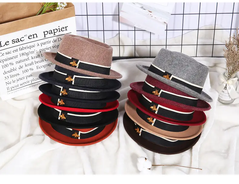 Ladies Pure Wool Ladies Fashion Little Bee Accessories Top Hat
