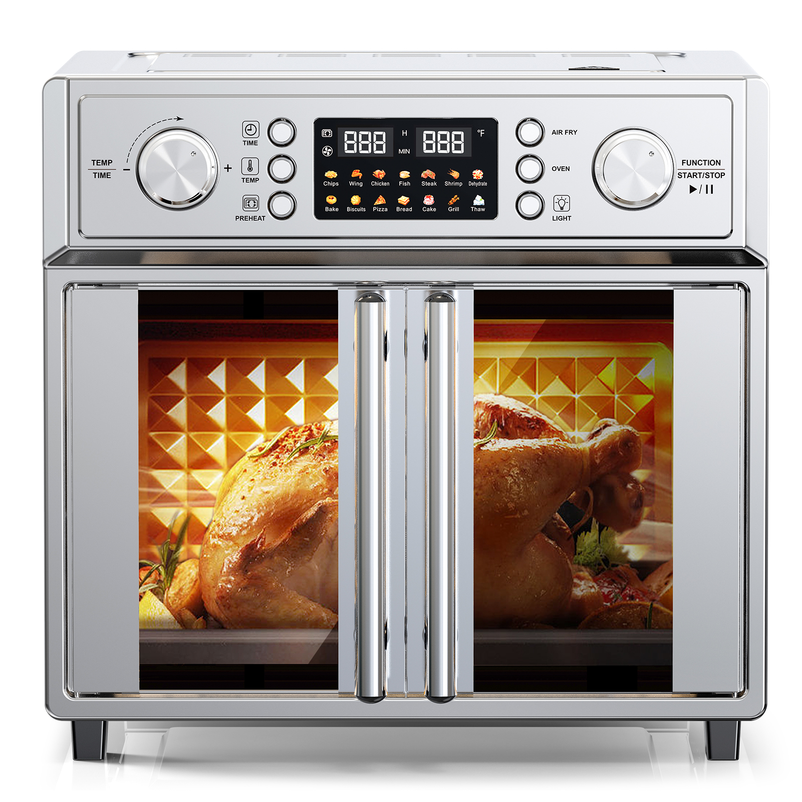 29.5QT French Door Air Fryer Toaster Oven Combo, 14 Presets, Digital Control, Stainless Steel, For Baking, Roasting, Includes Accessories,Silver, Amazon Resale Prohibited - Image 1