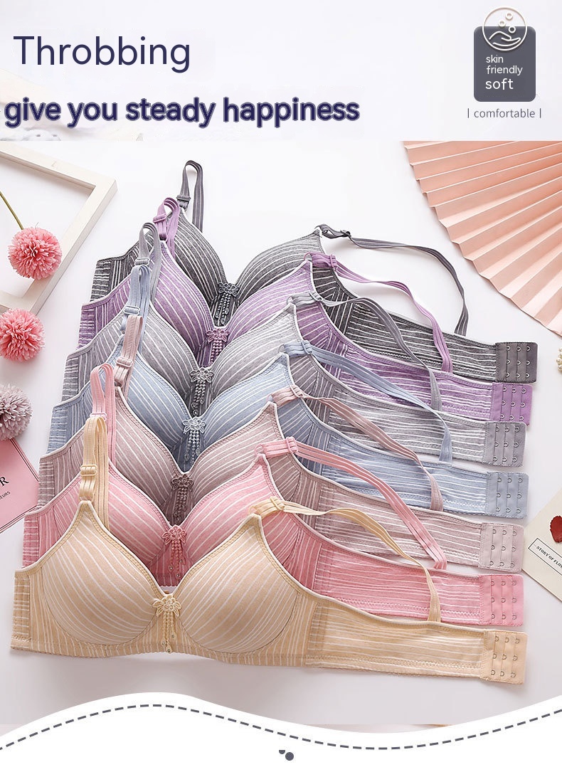 Title 2, Underwear Wireless Comfortable Striped Thin Bra