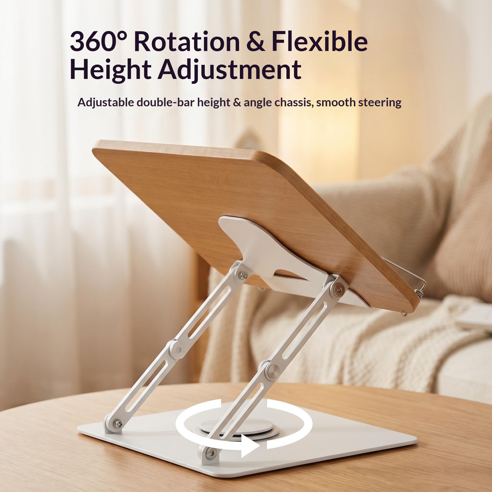 360 Rotating Desktop Book Stand Tablet Holder Adjustable Reading Rest For Books, IPad Tablets, Perfect For Students 9