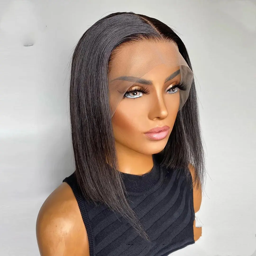 Short Bob Wig Bone Straight 13x4 Transparent