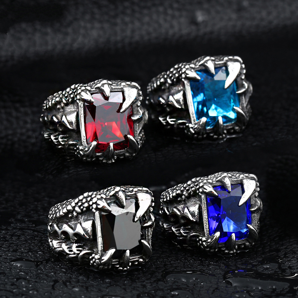 Titanium Steel Inlaid Zircon Punk Ring Men's Domineering Personality