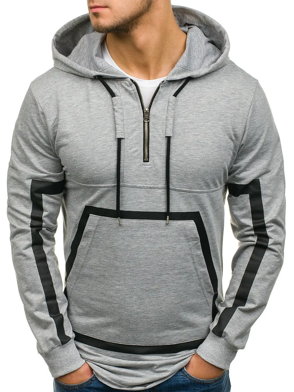 New Men's Printed Casual Sweater Slim Oversize Hoodie