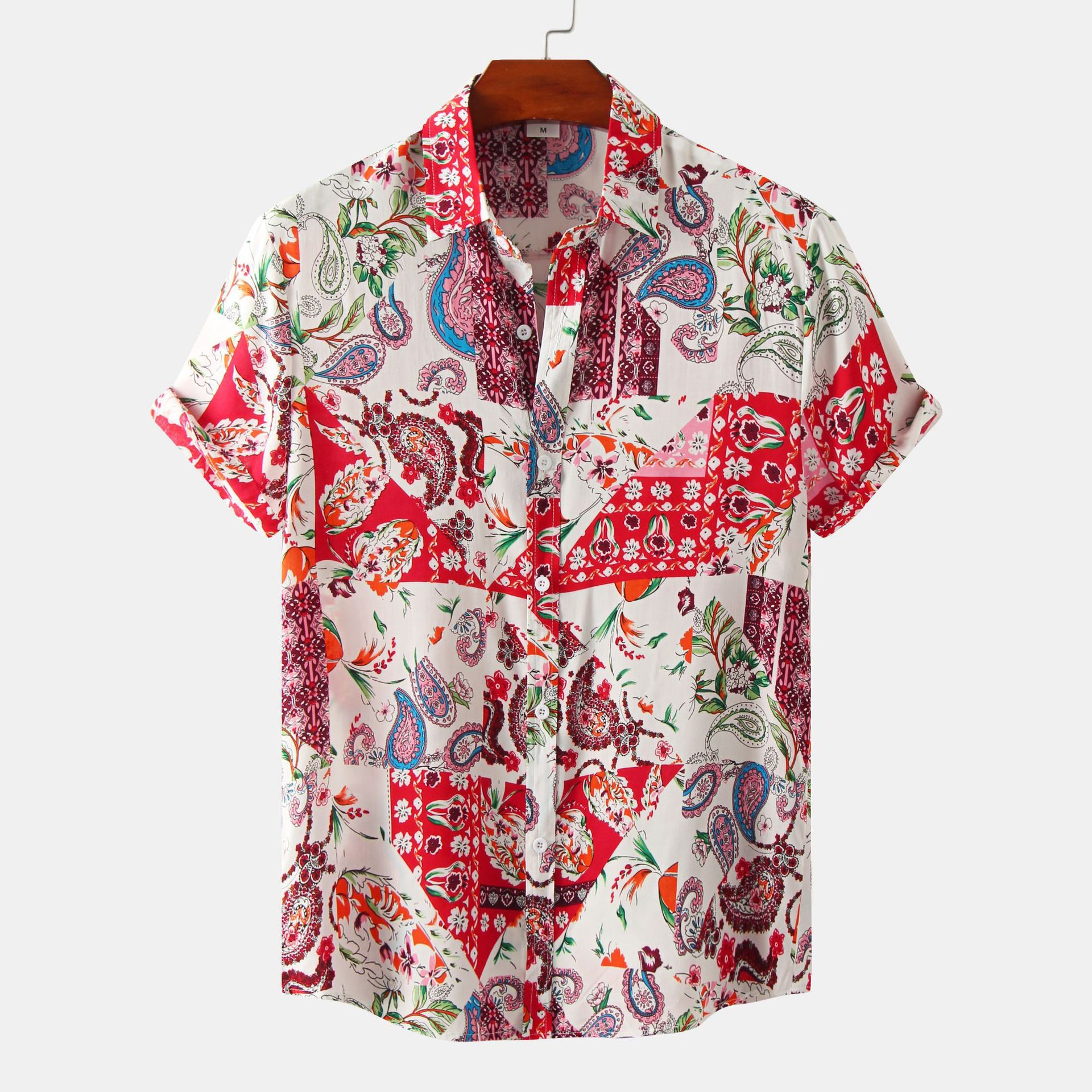 Title 1, Camisa floral de manga curta masculina casual, ...