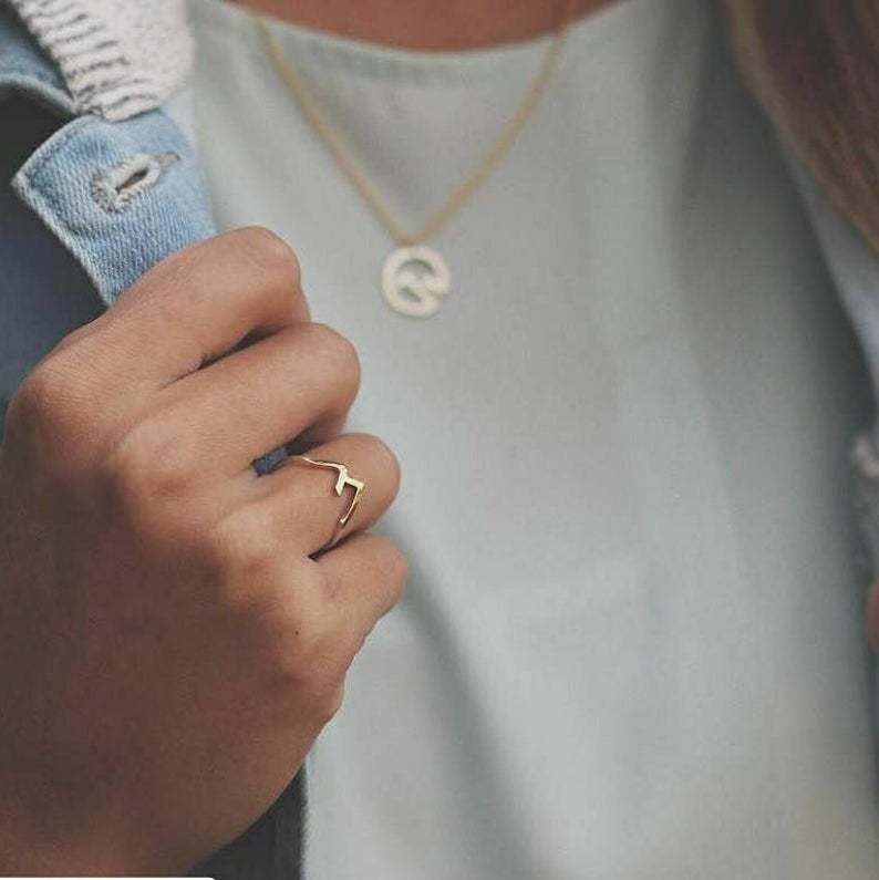 Nature Mountain Ring Simple Retro Mountain Peaks