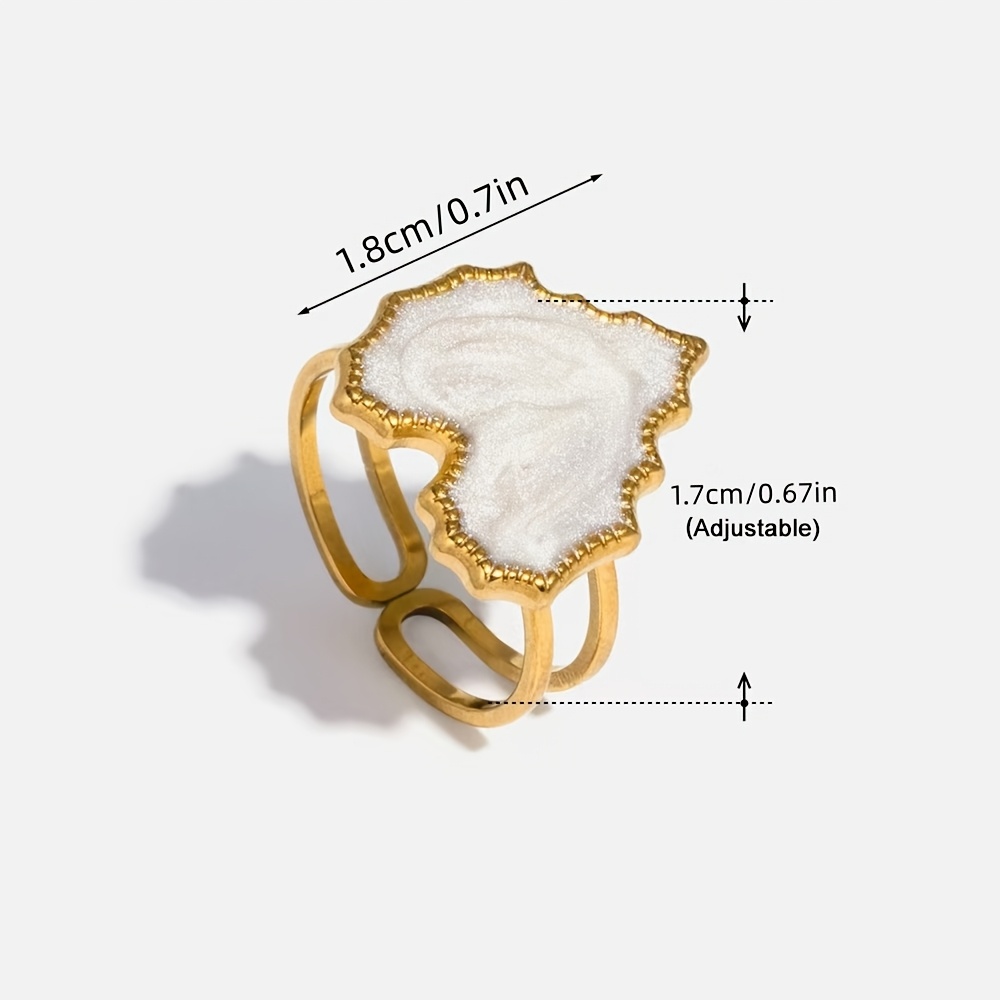 French Retro Heart Ring, Red Black White Enamel Heart Band, Minimalist Luxury Personalized Ring, Stainless Steel Heart Gold Frame Open Adjustable Ring