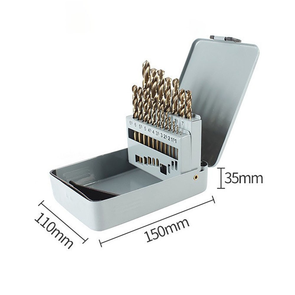 19Pcs HSS Drill Bit Set For Metal, Wood, Plastic With Case 1mm-10mm Bits Hi-Spec