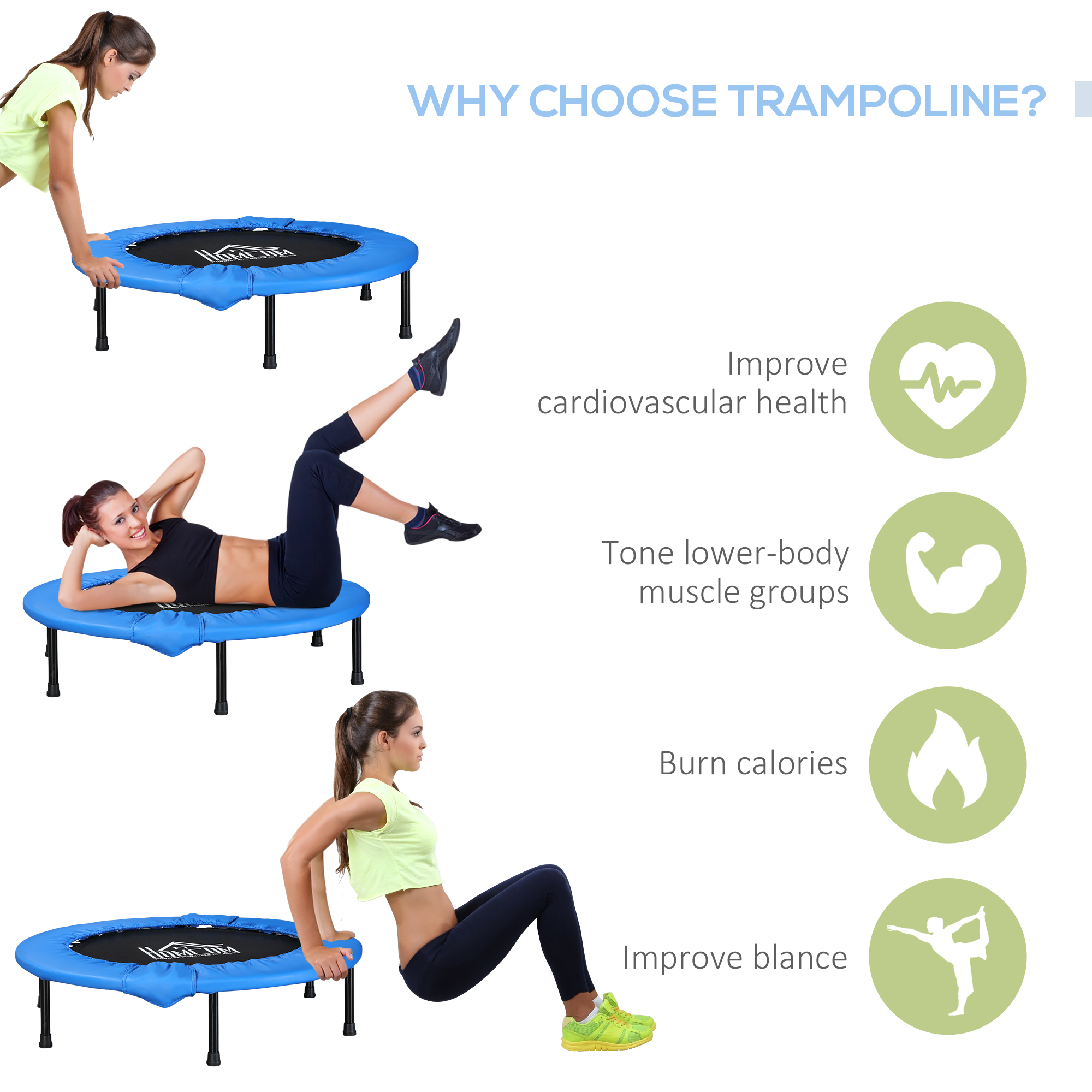 36 Inch Mini Fitness Trampoline, Home Gym Yoga Exercise Rebound Device, Indoor — image 8