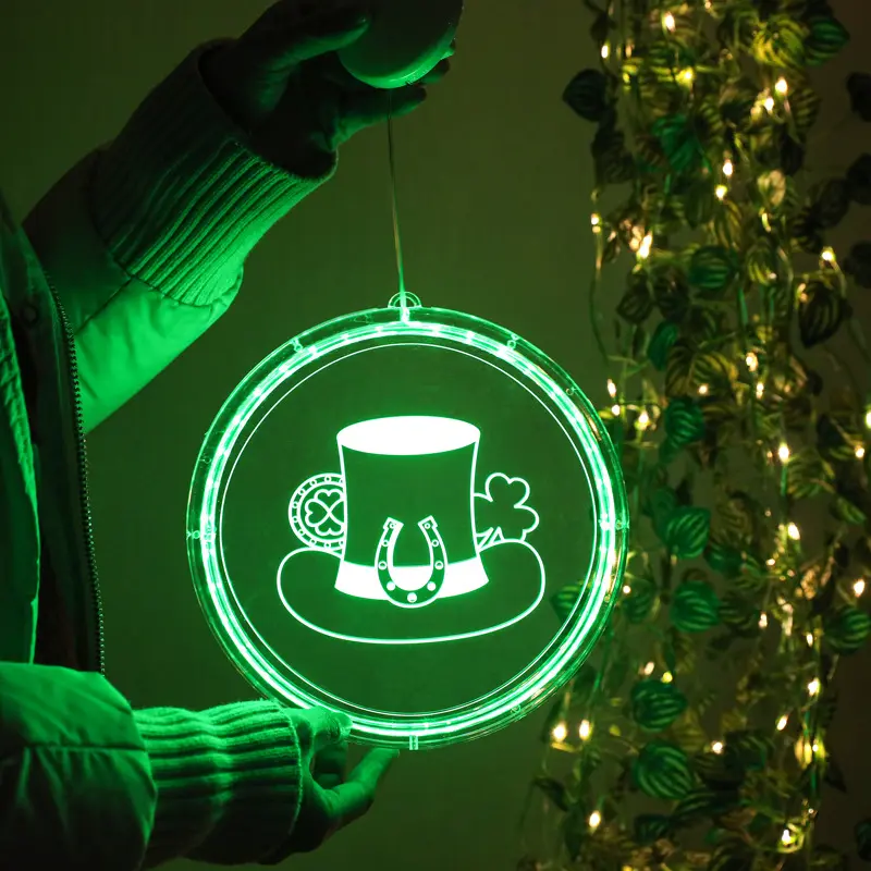 Holiday Decoration LED Green Hat Clover 3D