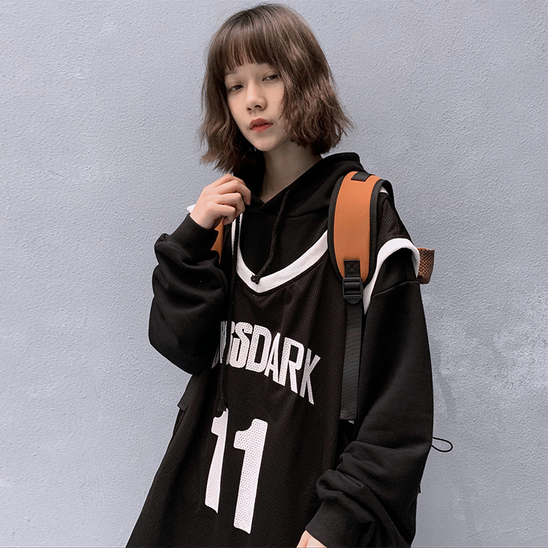 Title 4, Spring vest fake two-piece hooded sweater jacket