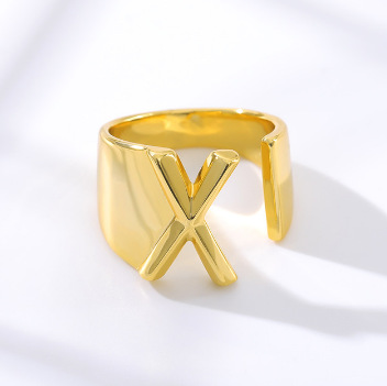 European And American Personality Wide Face Atmosphere 26 English Letters Ring