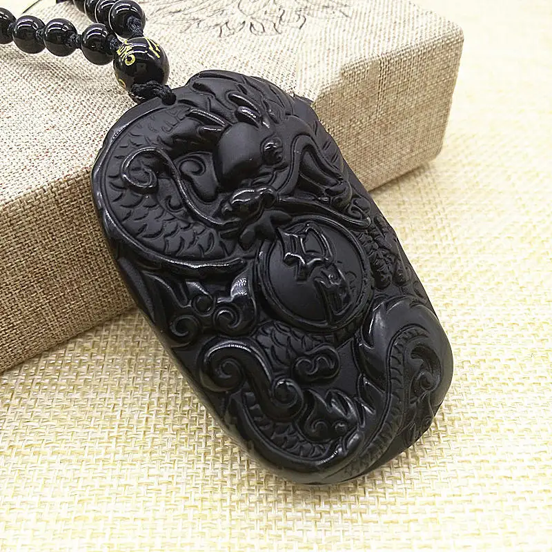 Obsidian Pendant Dragon Pendant Necklace