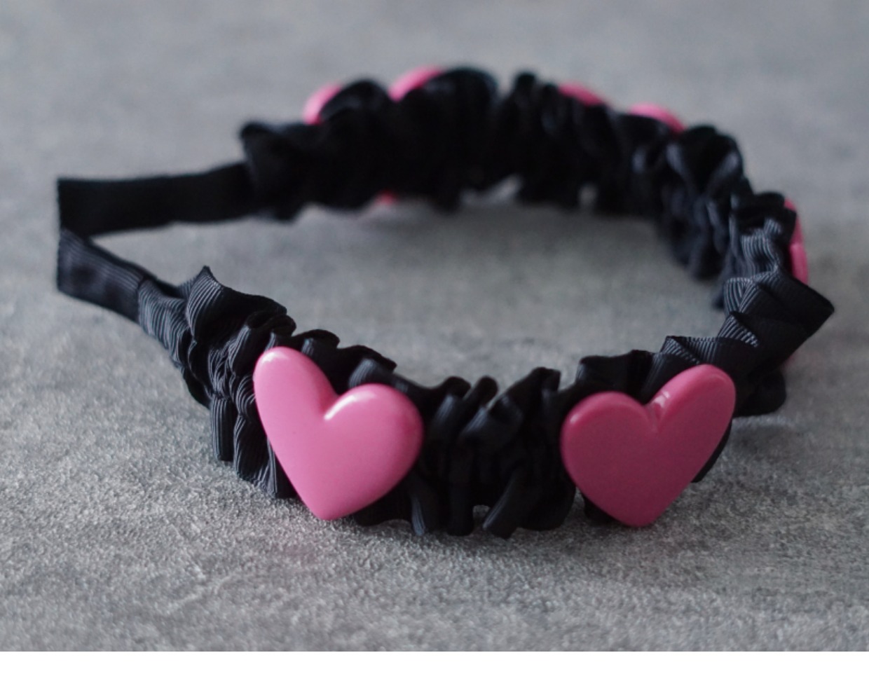 Ornament Set Original Handmade Heart Pleated Lotus Leaf Headband Black - Shop at LoveMi