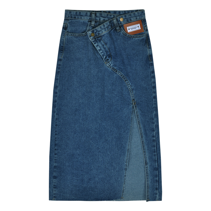 Title 1, Womens Summer Irregular Slit Denim Skirt, a st...