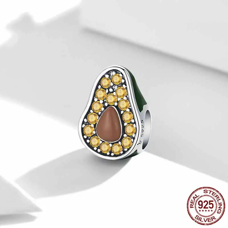 Avocado Sterling Silver S925 Beaded Oil Drop Beads
