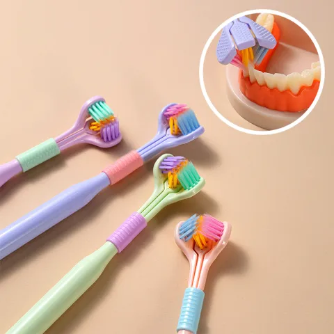 Three-sided Macaron Soft Bristle Toothbrush Care Safety Teeth Deep