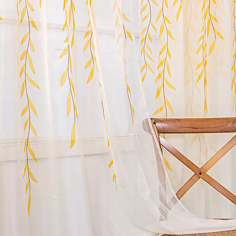 Inverted Willow Wicker Offset Printing Curtains Printing Window Screens Living Room Balcony Window Screens - Yellow
