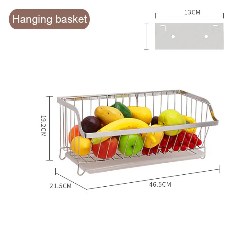 Stainless Steel Non-perforated Wall Hanging Bowl Drain Rack Pot - Sundries Storage Rack