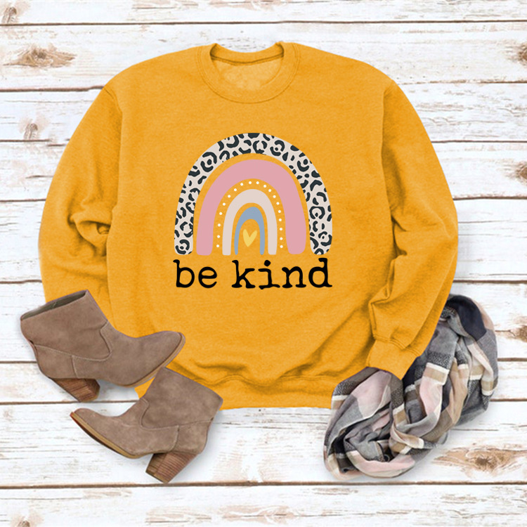 Title 3, Be Kind Rainbow Print Casual Sweater Women