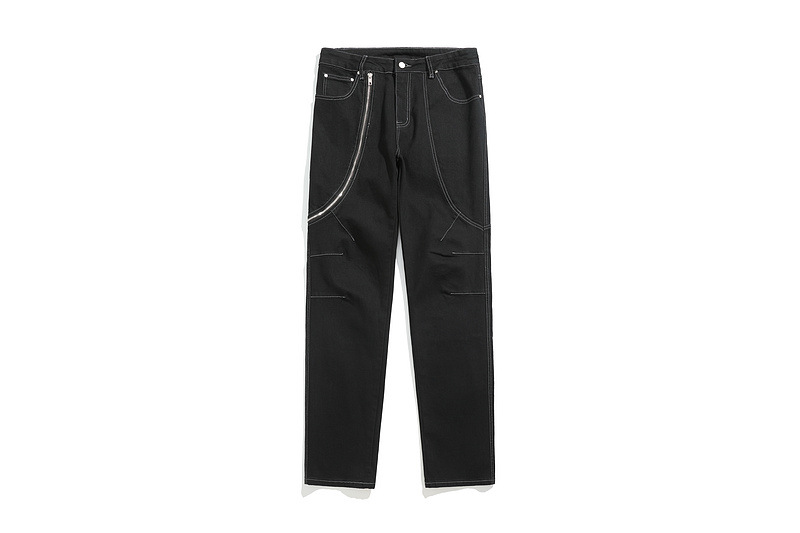 Scimitar Side Zipper Loose Fashion Jeans