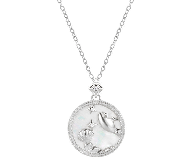 Sterling Silver Zodiac White Shell Necklace Cancer - Shop at LoveMi