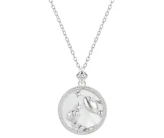 Sterling Silver Zodiac White Shell Necklace - Cancer - View 1