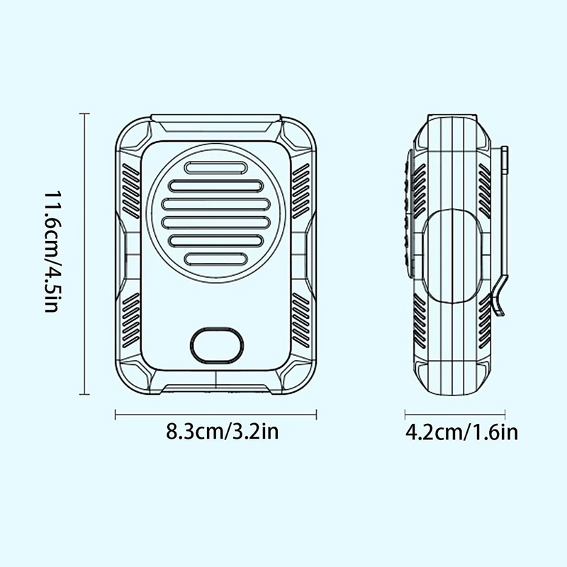 Leaf Less Waist Hanging Fan For Outdoor Sports Large Capacity Battery USB Charging Portable High Wind Hanging Neck Fan