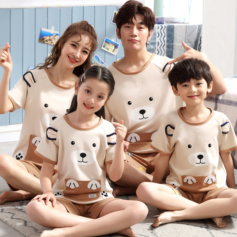 Parent Child Cotton Summer Short sleeved Cartoon C Girls8 Yards - Shop at LoveMi
