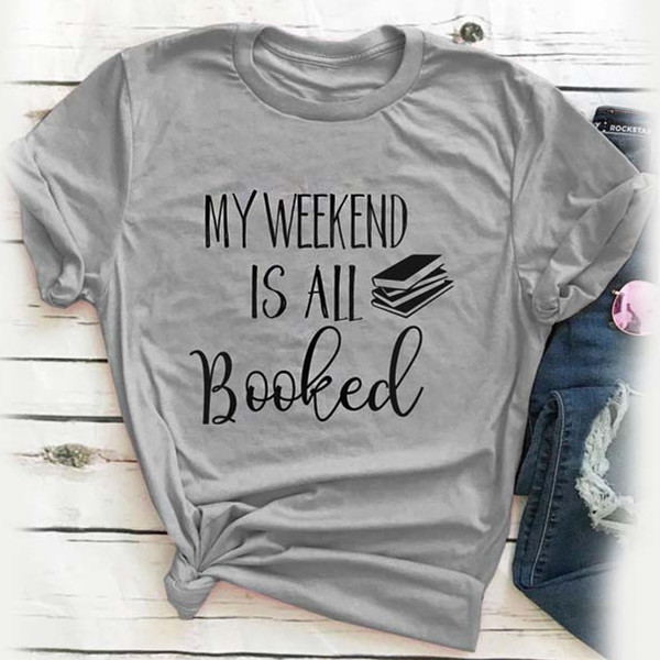 Women's Grey Letter Printed T-shirt