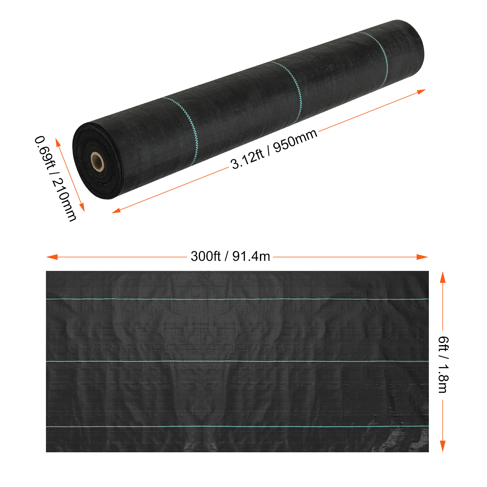 VEVOR Weed Barrier Landscape Fabric 6X300FT Heavy Duty Woven PP Weed Control Mat image 4