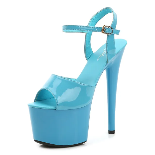 Summer New Patent Leather Fish Toe Shoes For Women High Heels Fine Sexy Blue - Shop at LoveMi