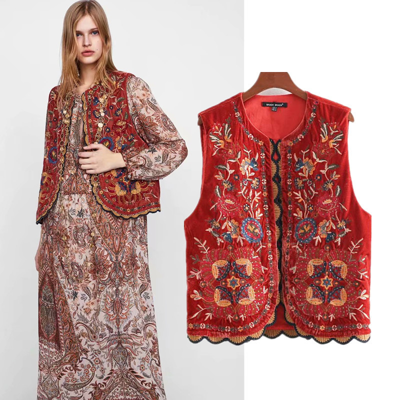 European And American Autumn And Winter Ethnic Embroidery Vest