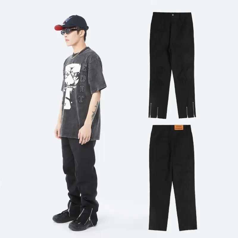Retro Trend Unisex Zipper Versatile Trousers