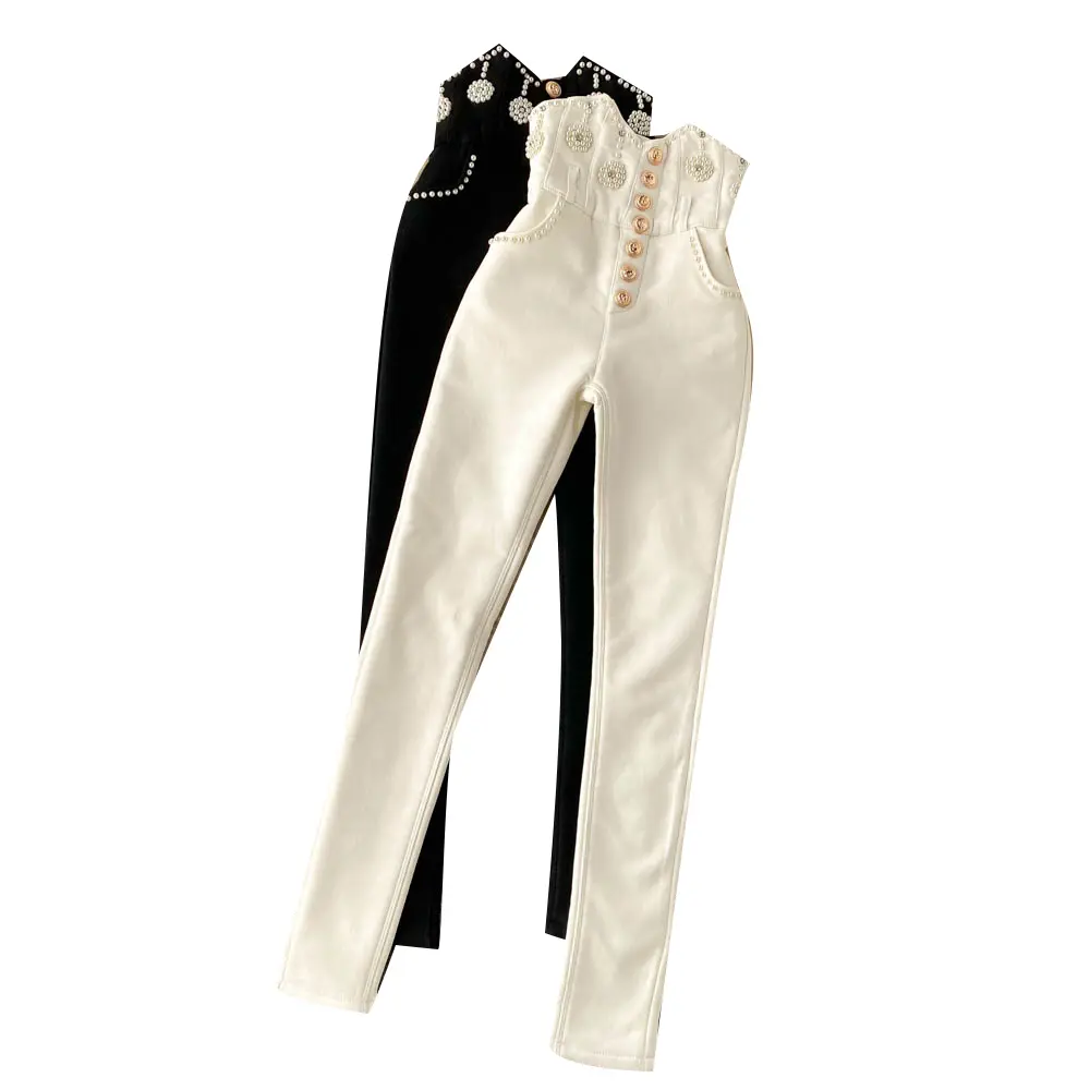Women's Versatile Beaded Slim Pants