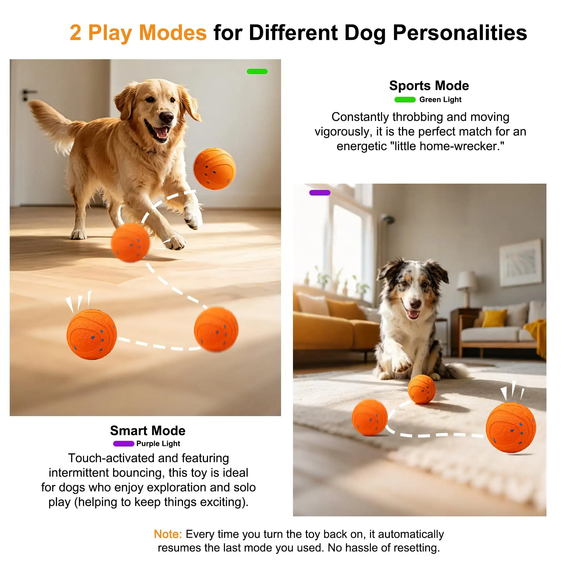 Interactive Automatic Bouncing Dog Ball, Motion Activated Self Moving Toy For Boredom & Separation Anxiety, Durable Chew-Proof ETPU Shell, Rechargeable Pet Ball