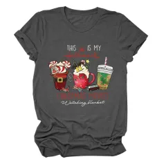 This Is My Hallmark Letter Christmas Crewneck T-Shirt Women - Dark Grey White Color - View 1