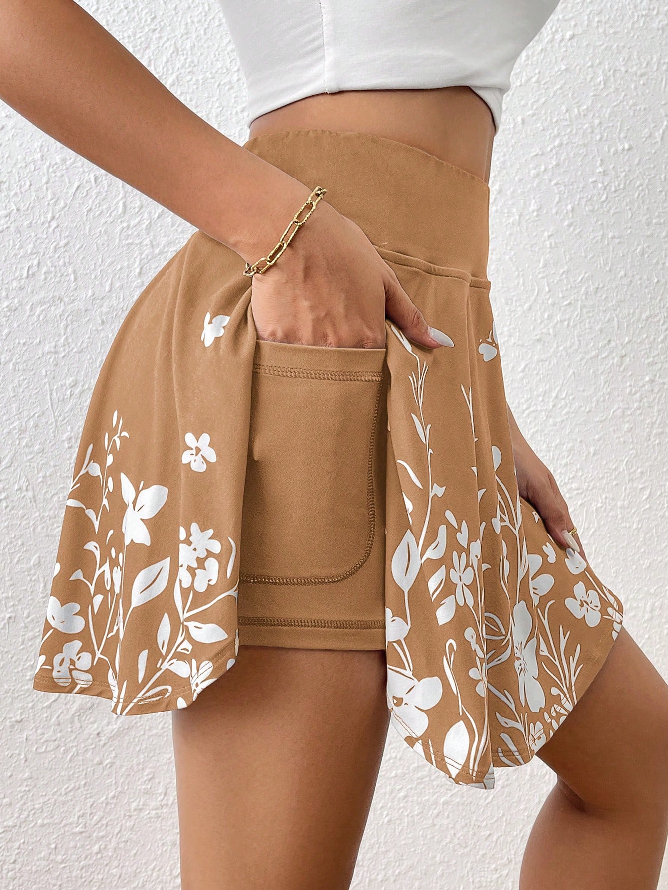 Pocket Minimalist Flower Printed Shorts With Pockets Shorts Inside Out Back To School Outfits