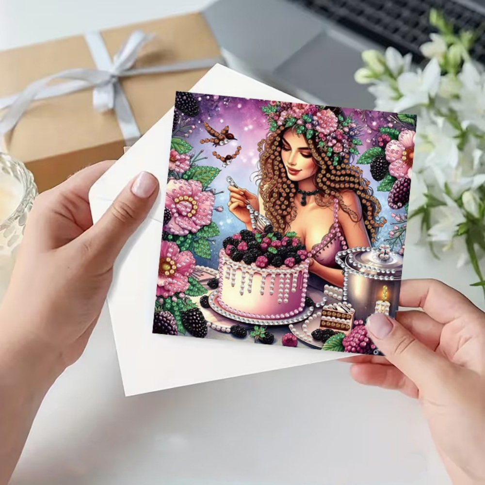 DIY Diamond Painting Kit Birthday Card Kit, Unique Mom Birthday Pattern Design, Water Diamond Painting Art Mosaic Postcards, Festival Cards Perfect For Families, Friends, And Lovers, Handmade