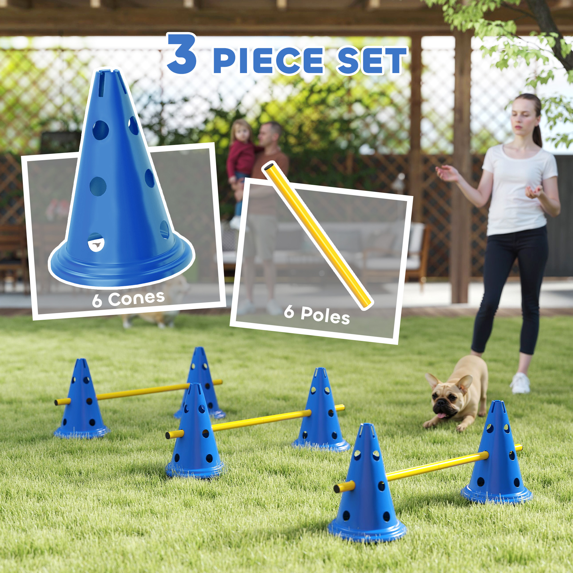 Dog Agility Equipment Set Of Six Cones, Poles With Carry Bag, Three-Piece — image 2
