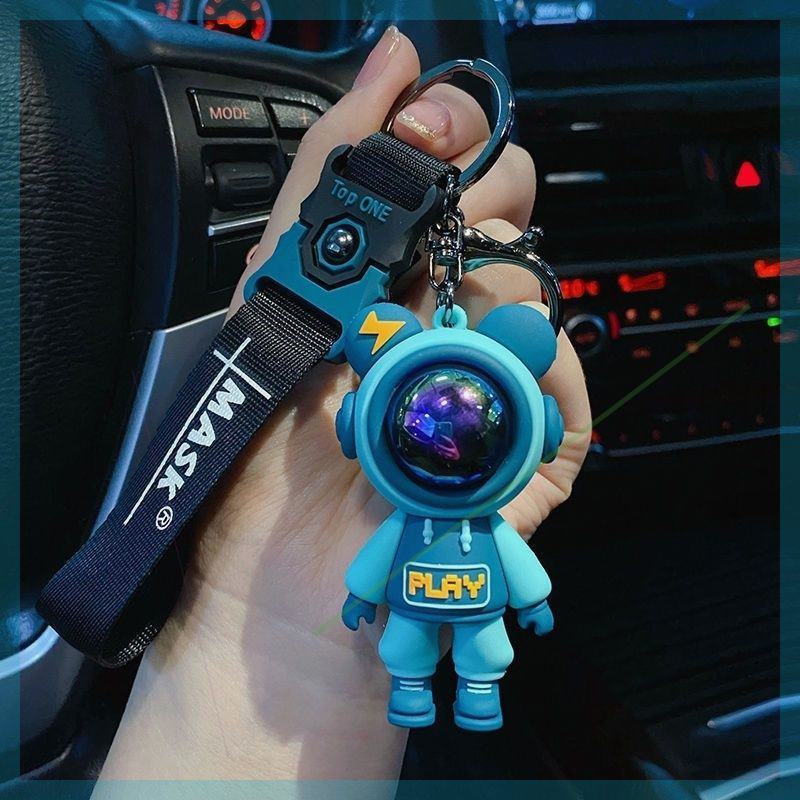 KeychainCartoon Astronaut Lightning Bear Keychain Love Road Bear Car Key Green - Shop at LoveMi