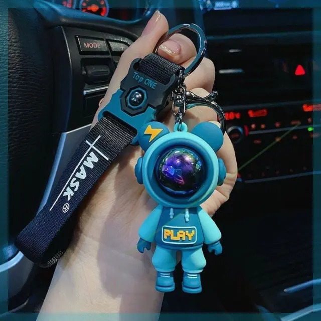 KeychainCartoon Astronaut Lightning Bear Keychain Love Road Bear Car Key Green - Shop at LoveMi