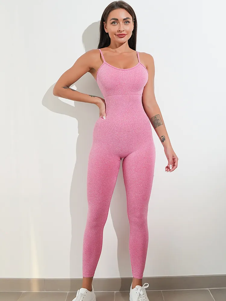 Womens Sexy Unitard One Piece Jumpsuit Spaghetti Strap Tummy Control Rompers Sleeveless Bodysuits Outfits - Red