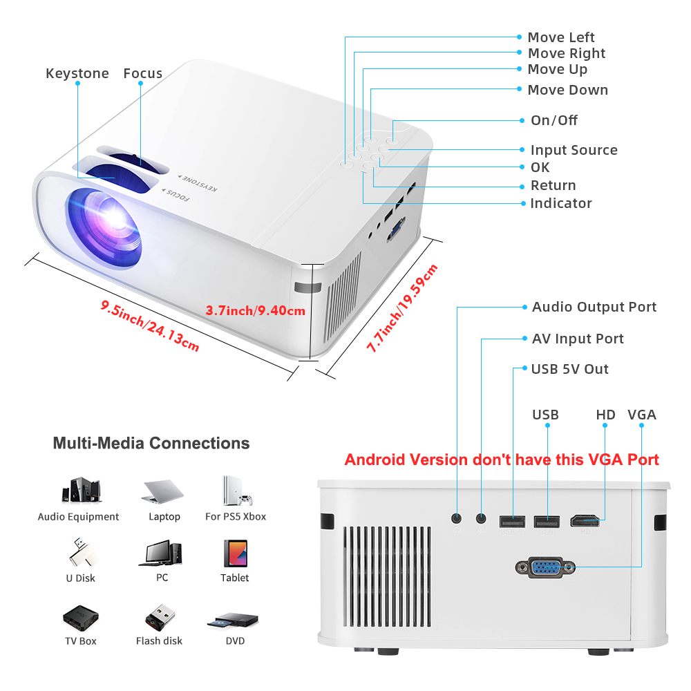 Home HD Wireless Portable Mobile Phone Projector — foto 4