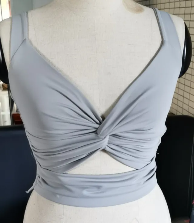 Fitness Yoga Vest Pleated Cross Sling Top Grey - Shop at LoveMi